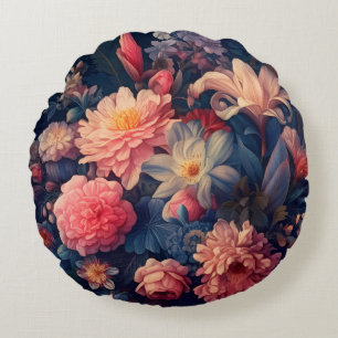 Vintage Blume Rundes Kissen