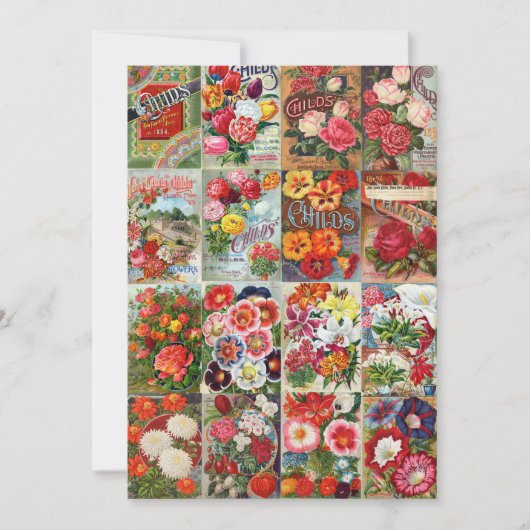 Vintage Blume Saatgutpackungen Garden Collage Einladung (Vorderseite)