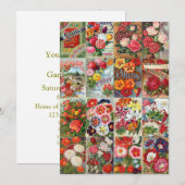 Vintage Blume Saatgutpackungen Garden Collage Einladung (Vorne/Hinten)