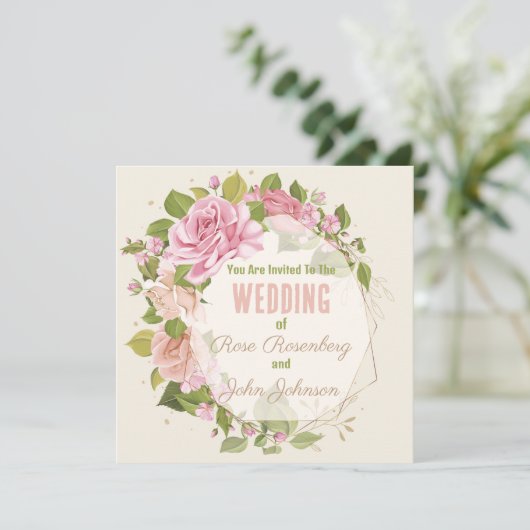 Vintage Blume Save the Date (Stehend Vorderseite)