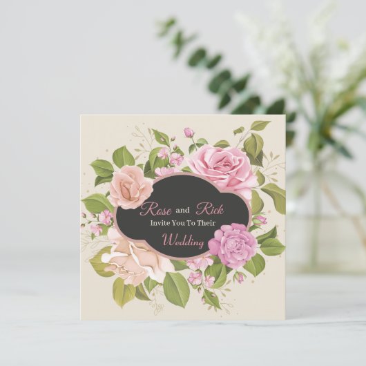 Vintage Blume Save the Date (Stehend Vorderseite)