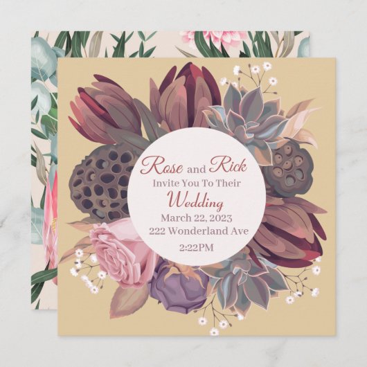 Vintage Blume Save the Date (Vorne/Hinten)