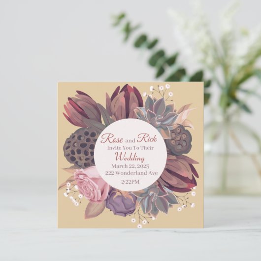 Vintage Blume Save the Date (Stehend Vorderseite)