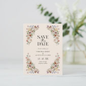 Vintage Blume Save the Date Postkarte (Stehend Vorderseite)