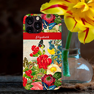 Vintage Blume Schmetterlinge Blumengarten Name Case-Mate iPhone Hülle