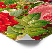 Vintage Blume Schmetterlinge Klein Poster (Ecke)