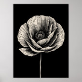 Vintage Blume Schwarz/Weiß Mohn Art Poster (Vorne)