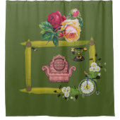 Vintage Blume Sofa grün Duschvorhang (Vorderseite)