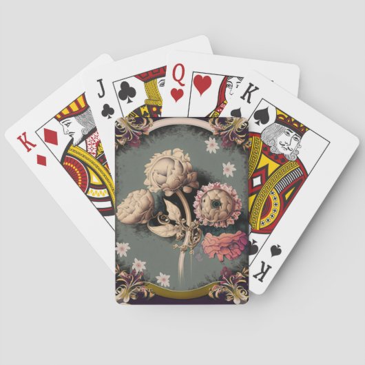 Vintage Blume Spielkarten (Rückseite)