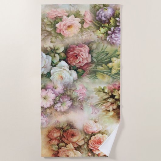 Vintage Blume Strandtuch (Vorderseite)