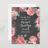 Vintage Blume - Tafel Save the Date Ankündigungspostkarte (Vorne/Hinten)