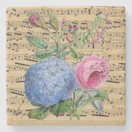 Vintage Blume und Anmerkungen Untersetzer Stone (Vorderseite)