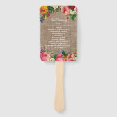 Vintage Blume und Burlap-Hochzeitsfan Fächer (Vorderseite)