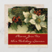 Vintage Blume und Holly Einladung (Vorne/Hinten)