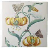 Vintage Blume und Insektendekoration Fliese (Vorderseite)
