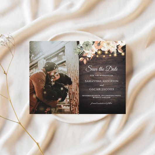 Vintage Blume und Kürbis Herbst Ankündigungspostkarte