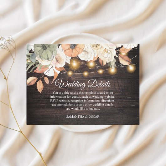 Vintage Blume und Kürbis Herbst Begleitkarte