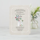 Vintage Blume und Milchflaschen Hochzeiten Einladung (Stehend Vorderseite)