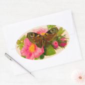 Vintage Blume und Moth Ovaler Aufkleber (Umschlag)