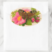 Vintage Blume und Moth Ovaler Aufkleber (Tasche)