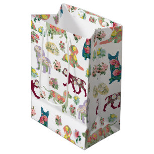 Vintage Blume und Muster für Hunde Mittlere Geschenktüte