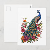 Vintage Blume und Pfau Postkarte (Vorne/Hinten)