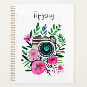 Vintage Blume und Retro-Kamera Personalisiert Planer