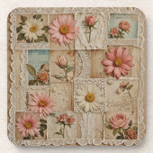 Vintage Blume und Spitze Getränkeuntersetzer (Vorderseite)