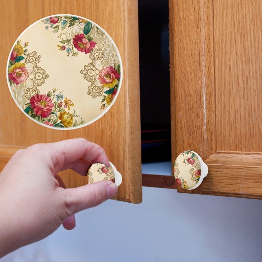 Vintage Blume und Spitzen Keramikknauf