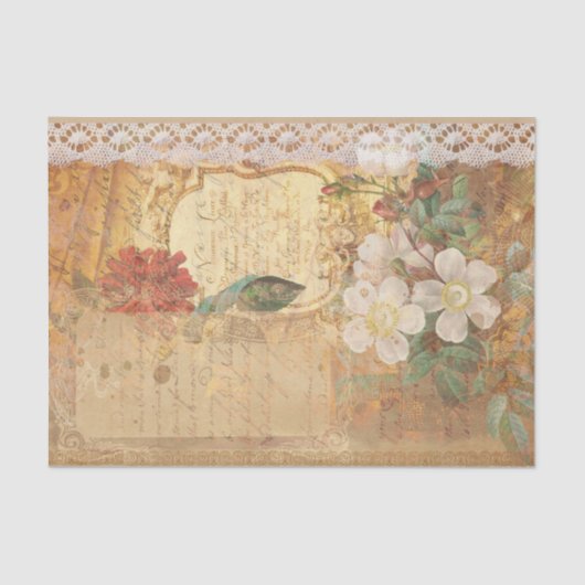 Vintage Blume und Spitzen Seidenpapier (Vorderseite)
