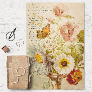 Vintage Blume und Vase Decoupage Tissue Paper Seidenpapier