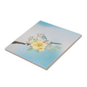 Vintage Blume und Vögel Blaue Keramik Tile Fliese (Seite)