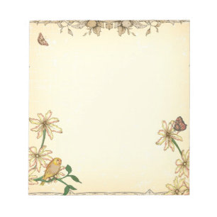Vintage Blume und Vögel Notizblock