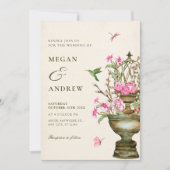 Vintage Blume Vase Bouquet Garten Hochzeit Einladung (Vorderseite)