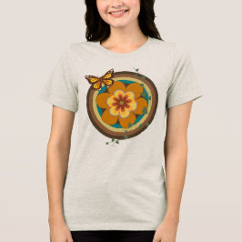 Vintage-Blume, Vintage-Stil, Blume und Rund  Tri-Blend Shirt