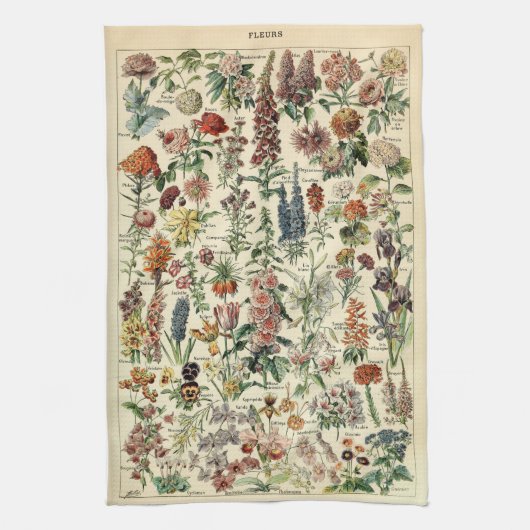 Vintage Blume von Adolphe Millot Geschirrtuch (Vertikal)