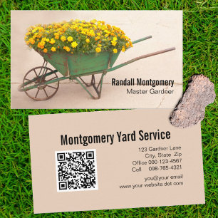 Vintage Blume von Radbarren Gärtner QR-Code Visitenkarte