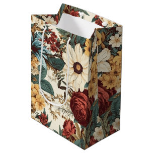 Vintage Blume von Rose, Tulip, Lilies und Daisies Mittlere Geschenktüte