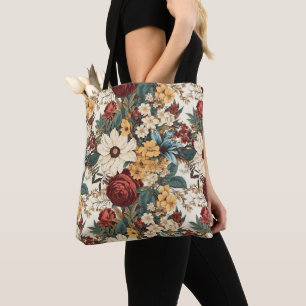 Vintage Blume von Rose, Tulip, Lilies und Daisies Tasche