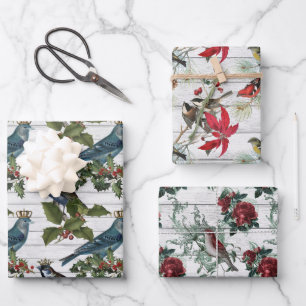 Vintage Blume Weihnachten Geschenkpapier Set