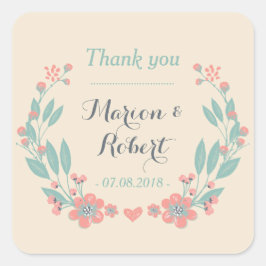 Vintage Blume Wreath Wedding Vielen Dank Sticker