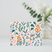 Vintage Blume Zeichnend Postkarte (Stehend Vorderseite)