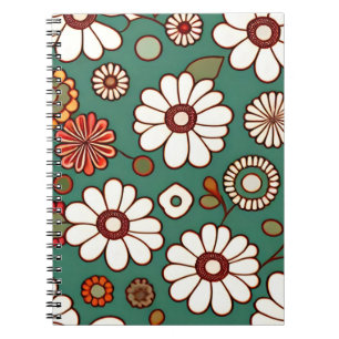 Vintage Blume zum grünen Hintergrund Notizblock