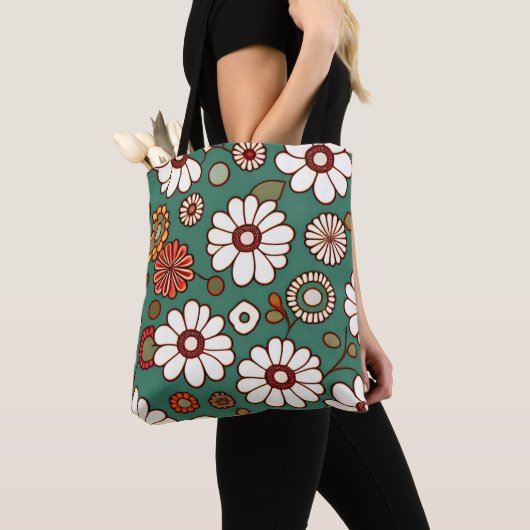 Vintage Blume zum grünen Hintergrund Tasche (Von Nahem)