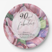 Vintage-Blumen-90. Geburtstagsfeier Pappteller (Vorderseite)