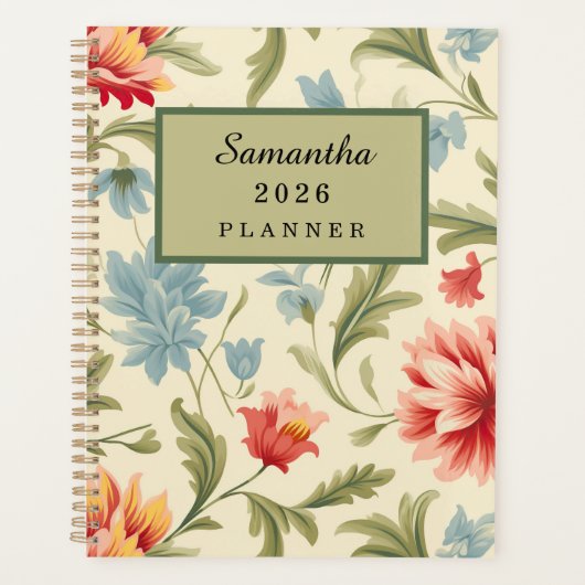 Vintage-Blumen-Agenda 2026 Planer (Vorderseite)