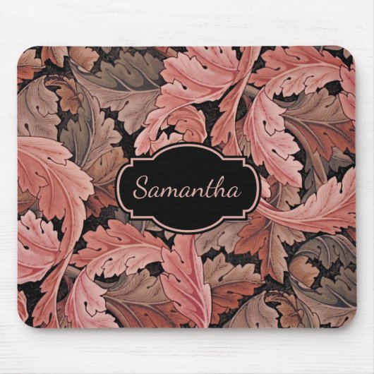 Vintage-Blumen-Akanthus-Muster mit Monogramm Mousepad (Vorne)