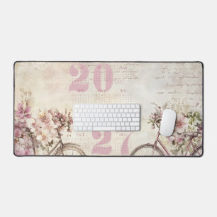 Vintage-Blumen-Alter-Rad-Kalender 2027 Schreibtischunterlage