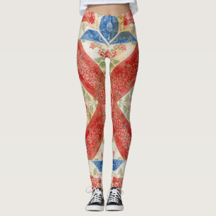 Vintage-Blumen-Americana-Folk-Art-Patchwork Leggings