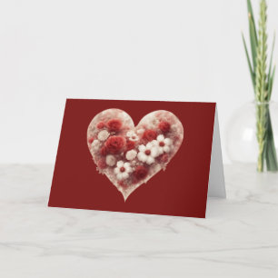 Vintage Blumen an einem Herz Valentinstag Karte